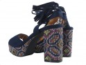 Dark blue sandals on the block and platform in boho style - 4