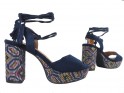 Dunkelblaue Sandalen auf Block und Plattform im Boho-Stil - 3