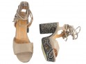 Smėlio spalvos boho stiliaus moteriški smailianosiai sandalai - 2