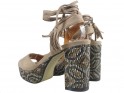 Smėlio spalvos boho stiliaus moteriški smailianosiai sandalai - 4