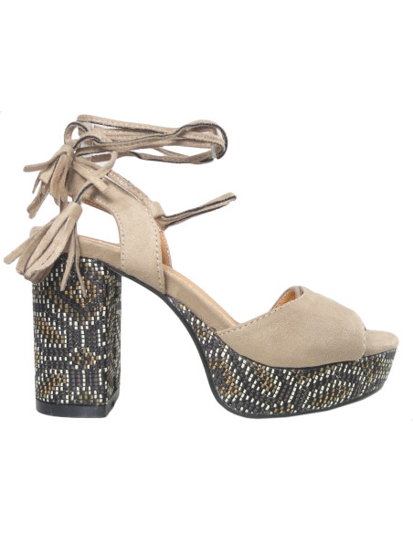 Bēšs Boho stila sieviešu stiletto sandales  - 1
