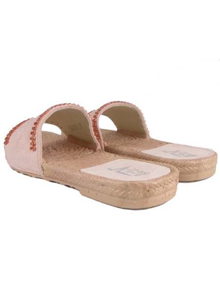 Pink ladies' zirconia flaps flat boots - 4