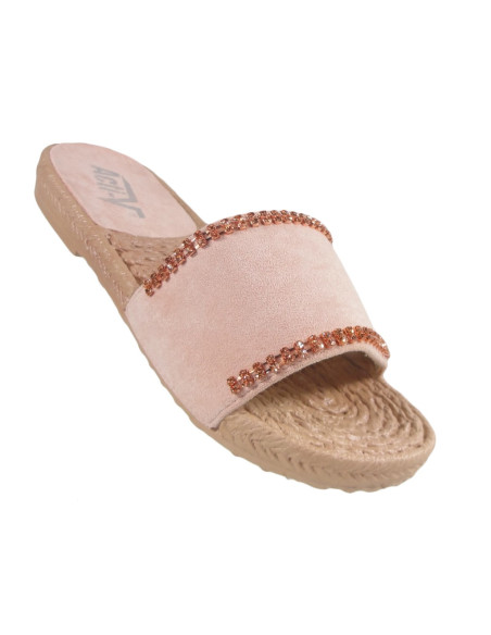 Pink ladies' zirconia flaps flat boots - 3