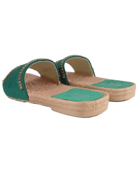 Green zirconia flaps ladies flat shoes - 4