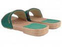 Zaļās dāmu flip-flops ar cirkoniem, plakani apavi - 4