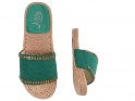 Zaļās dāmu flip-flops ar cirkoniem, plakani apavi - 2