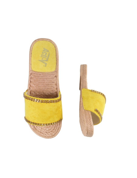 Yellow women's zirconia flaps flat boots - 2