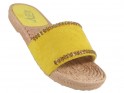 Żółte klapki damskie z cyrkoniami płaskie buty - 3