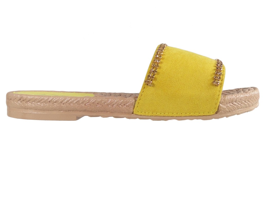 Bottes plates à rabats en zircone jaune pour femmes - 1