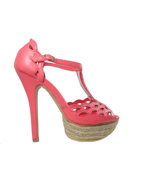 Korallensandalen auf High Heels Plateauschuhen - 1