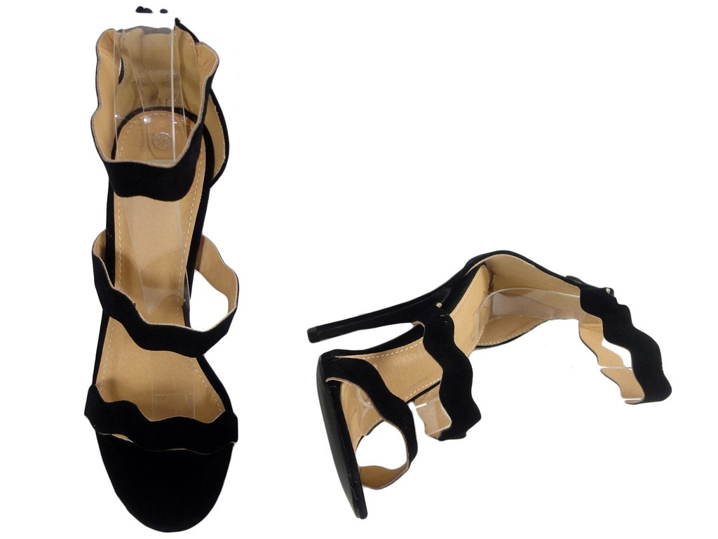 Dámské černé semišové vysoké podpatky - 2