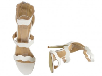 Biele ihlice dámske sandále svadobné topánky - 2