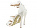 Білі босоніжки на шпильках жіночі босоніжки весільні туфлі - 4