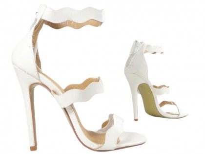 Biele ihlice dámske sandále svadobné topánky - 3