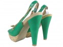 Žalios spalvos platforminiai sandalai su smailianosiu kulnu - 4
