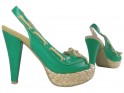 Žalios spalvos platforminiai sandalai su smailianosiu kulnu - 3