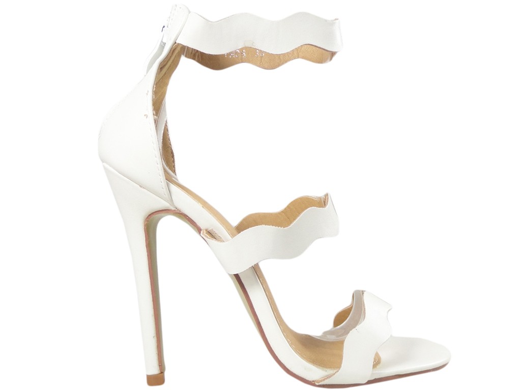 Sieviešu baltas stilettos sandales kāzu kurpes - 1