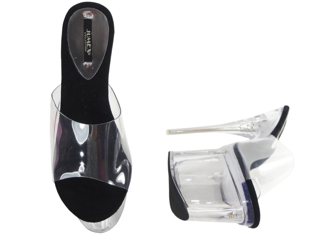 Flip-flops of a glass of pins on a transparent platform - 2