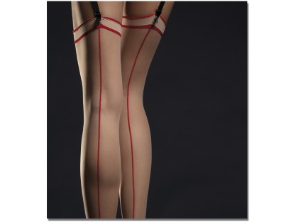 Fleshy stockings to the waist with 20 bottom stitching - 2