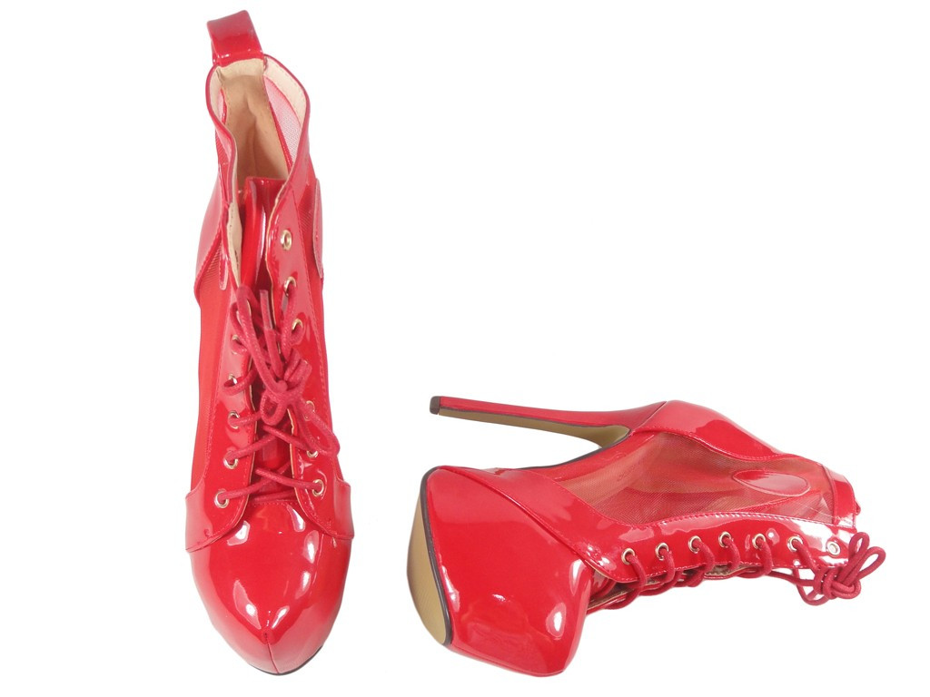 Sarkana platforma stilettos ažūra seksīga - 2