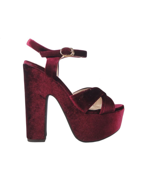 Bordo krāsas sieviešu sandales ar platformu un stiletto papēdi - 1