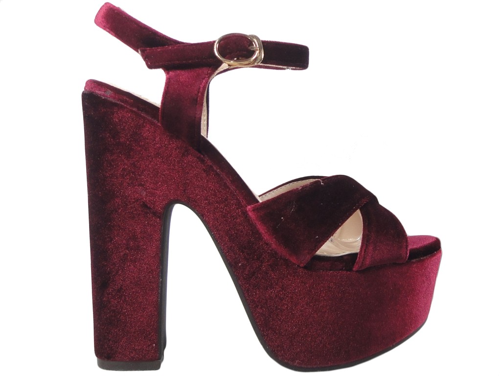 burgundy platform sandals