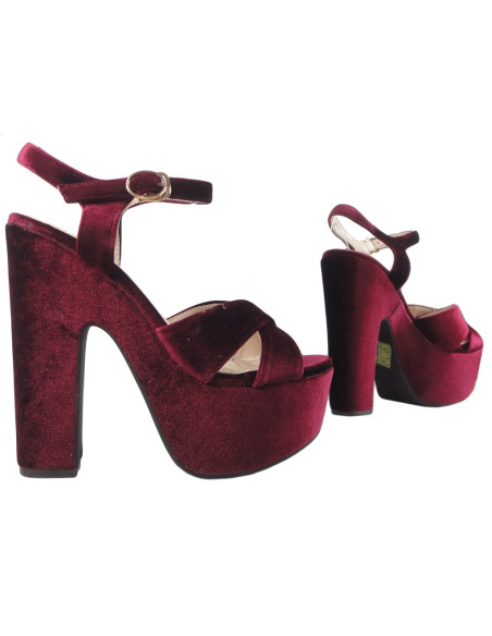 Maroon sandály na platformě pro dámské boty - 3