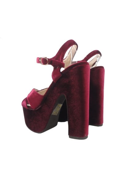 Burgunder Sandalen auf der Postplattform Damenschuhe - 4