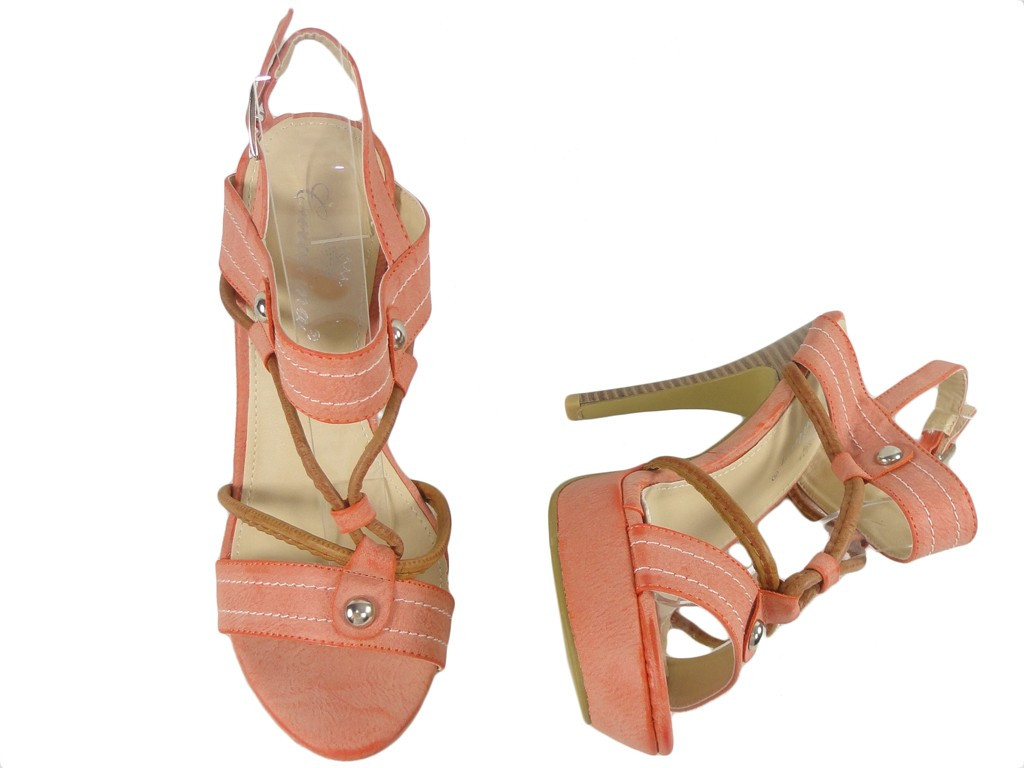Sandales à épingle orange - chaussures pour femmes - 2