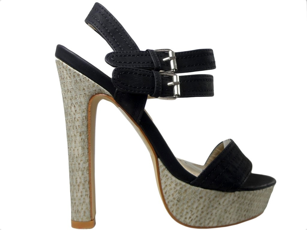 Black sandals on the platform of the pole shoes - 1
