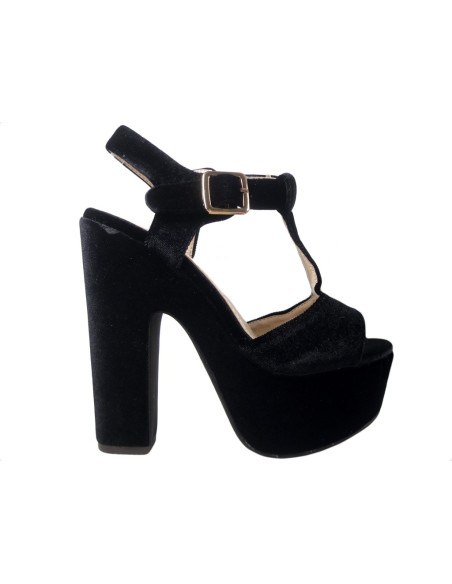 Melnas platformas sandales stiletto kurpes - 1