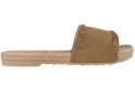 Brown camel flip flops with zirconia flat shoes - 1