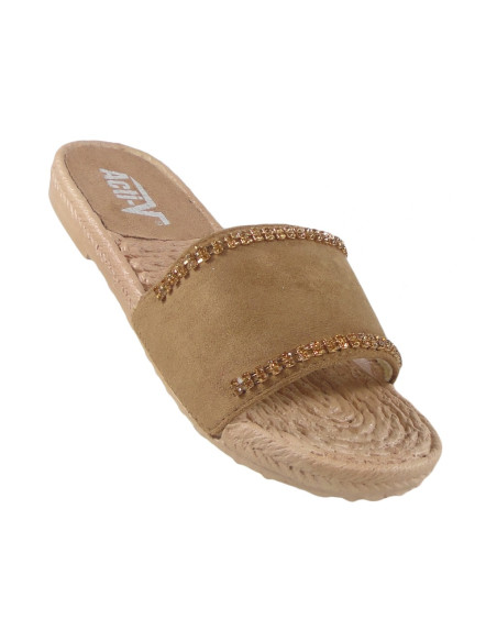 Braune Kamel-Flip-Flops mit Zirkonia flache Schuhe - 3