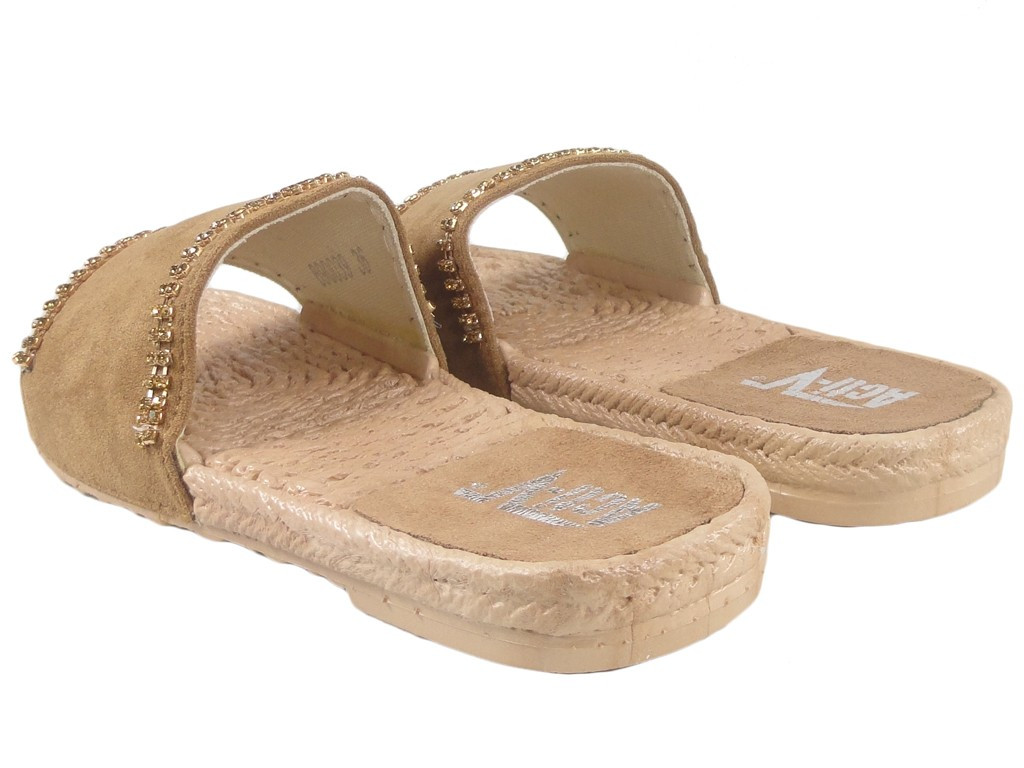 Barna teve flip-flop cirkóniás lapos cipő - 4