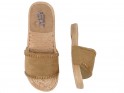 Brown camel flip flops with zirconia flat shoes - 2