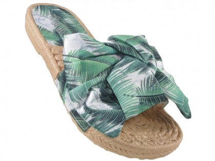 Dámske zelené papuče ploché letné topánky - 3
