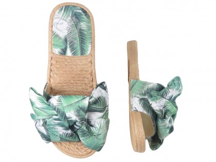 Női zöld papucs lapos nyári cipő - 2