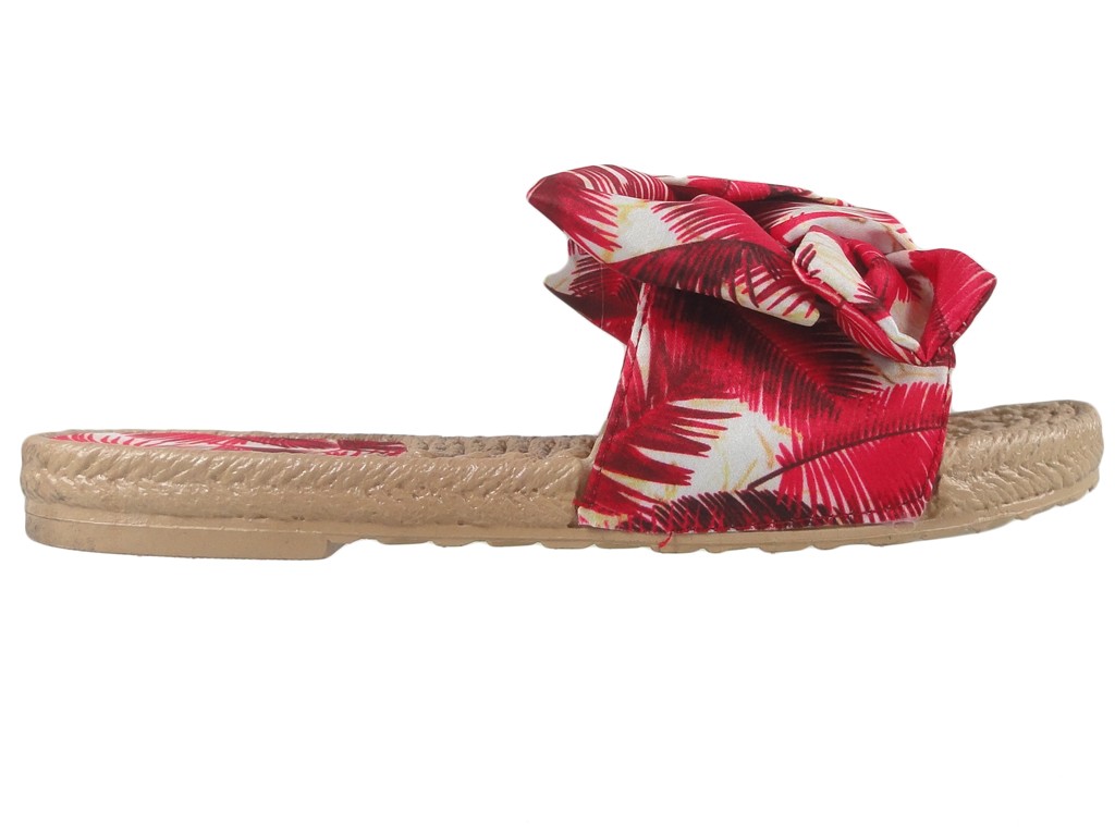 Dámske červené papuče ploché letné topánky - 1