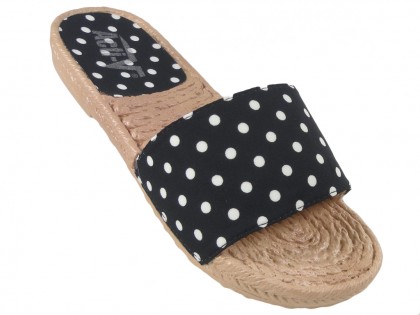 Black dotted ladies' flat shoes - 3