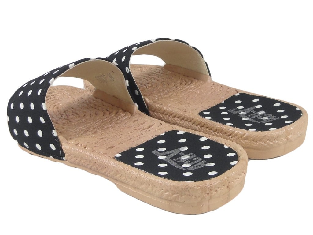 Sieviešu melnas polka dot flip-flops plakanās kurpes - 4