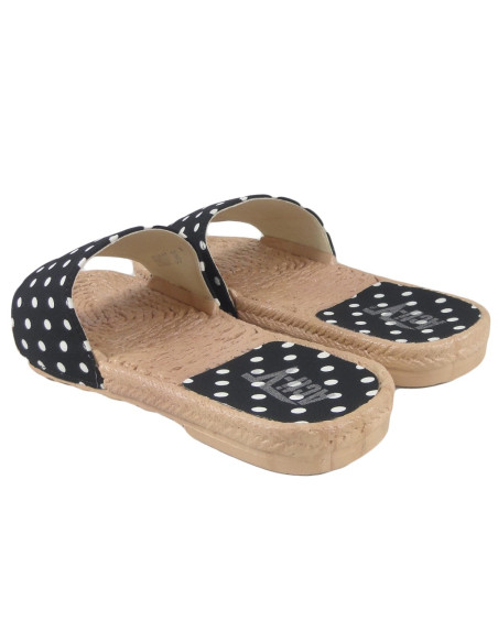 Czarne klapki w kropki damskie płaskie buty - 4
