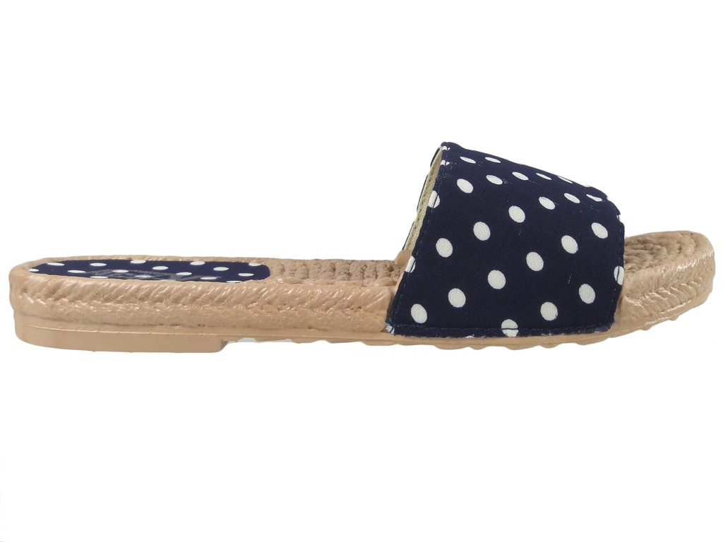 Flache Schuhe mit dunkelblauen Tupfen-Flip-Flops für Damen - 1