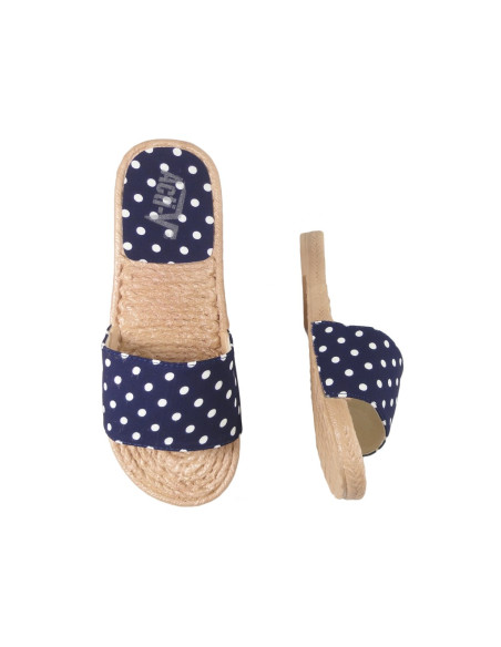 Dark blue polka dots ladies' flat shoes - 2