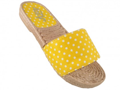 Dámske žlté polka dot papuče ploché topánky - 3