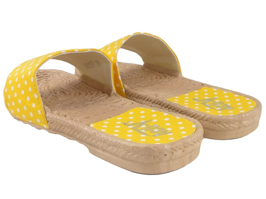 Sieviešu dzeltenas polka dot flip-flops plakanas kurpes - 4