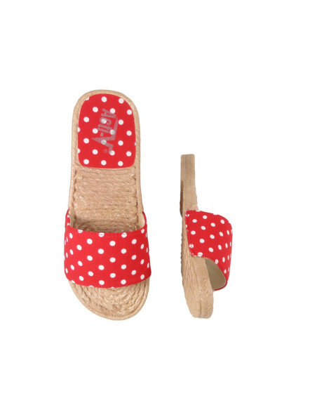 Flache rote Tupfen-Flipflops der Frauen - 2