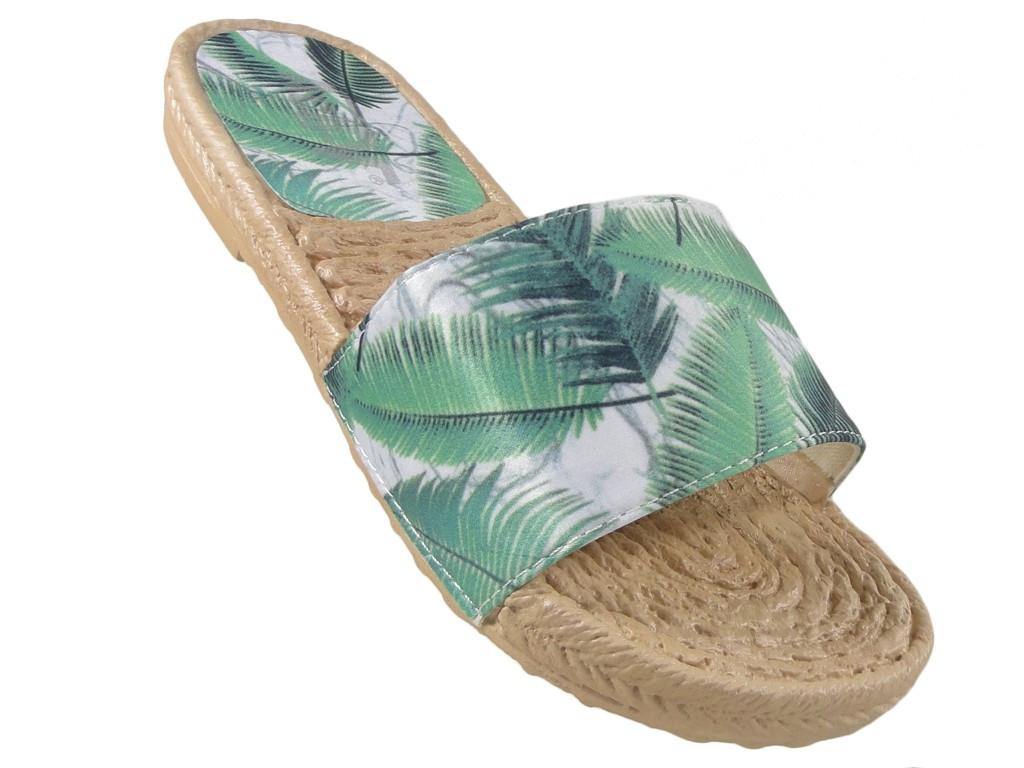 Zielone klapki damskie buty płaskie - 3