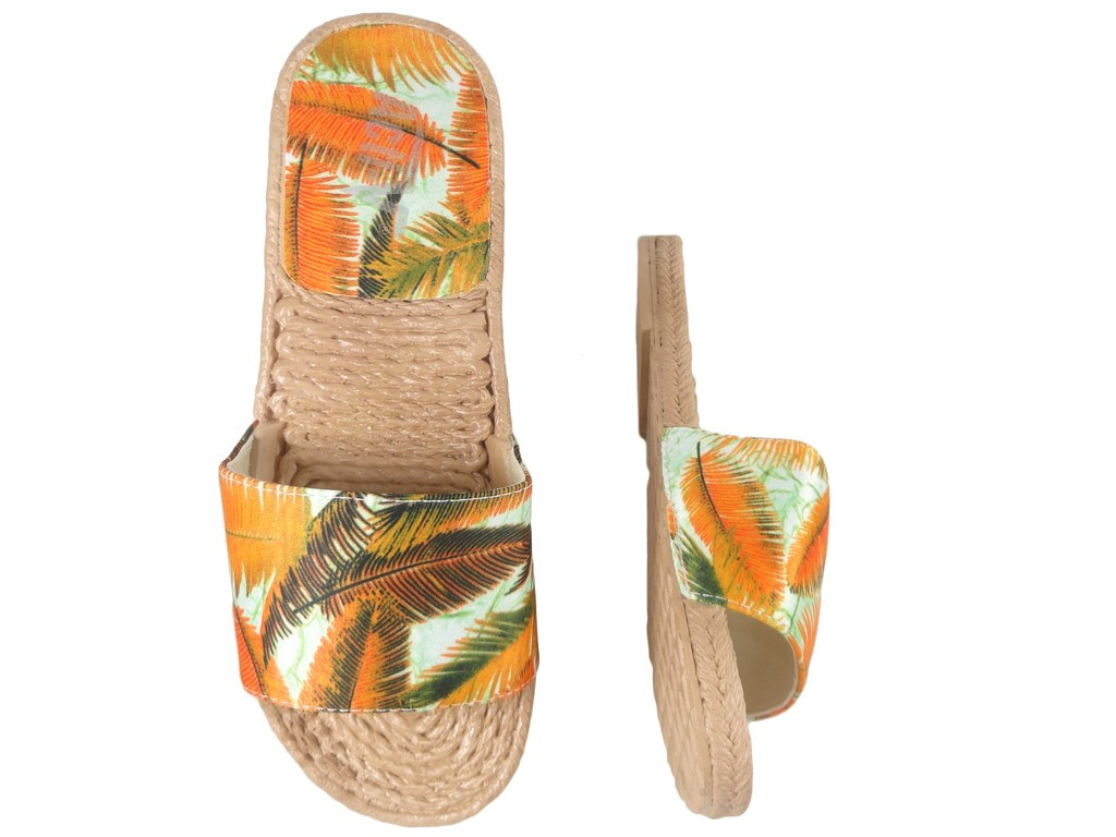 Tongs oranges, bottes plates pour femmes - 2