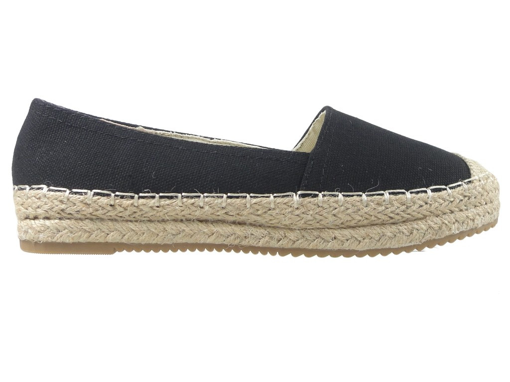 Dámske čierne espadrilky ploché - 1
