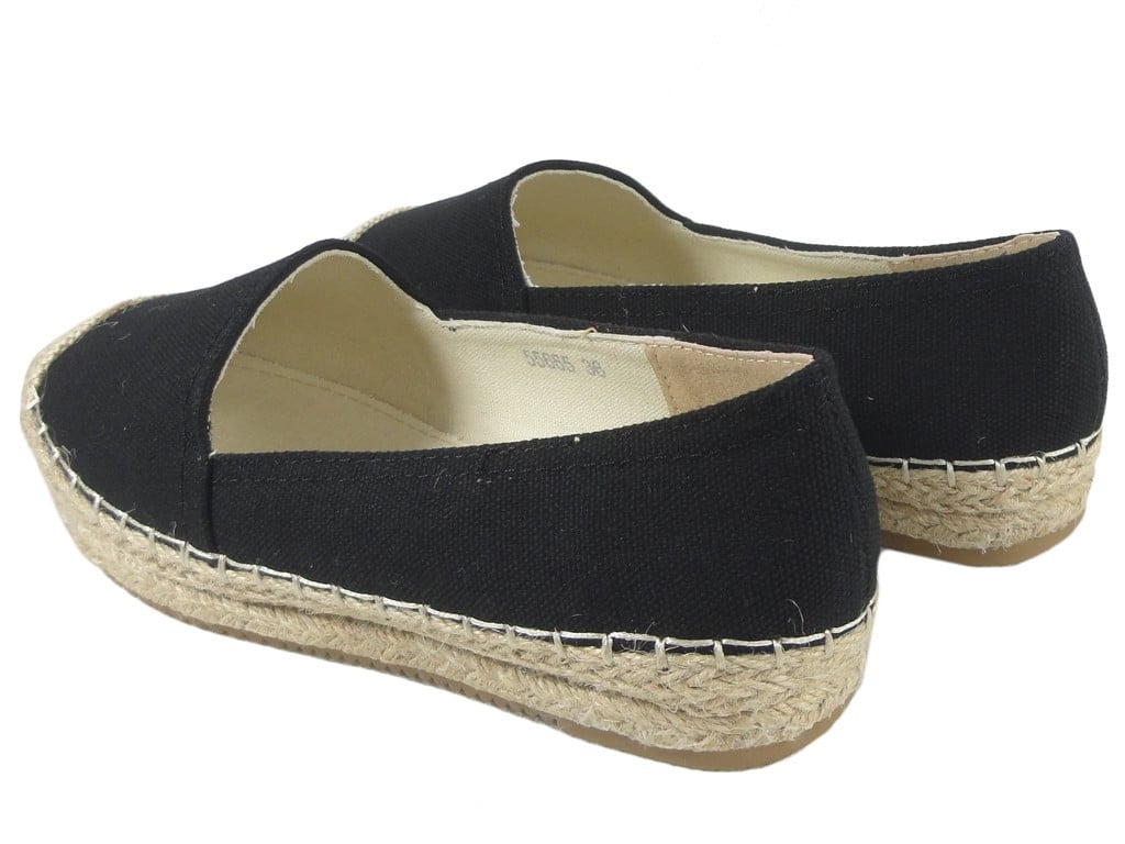 Schwarze Espadrilles flache Damenschuhe - 4